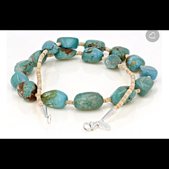 Turquoise Nugget And Heishi Shell Bead Sterling - Picture 3 of 11
